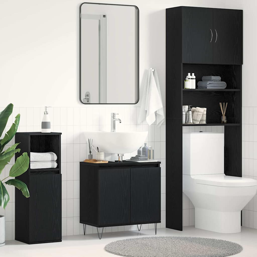 Armadio per Lavabo da Bagno Rovere Nero 58 x 33 x 60 cm | homemem39