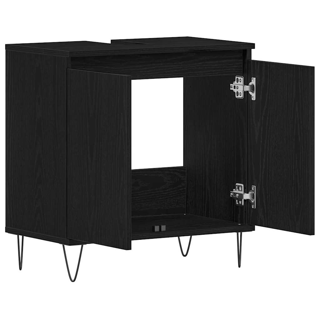 Armadio per Lavabo da Bagno Rovere Nero 58 x 33 x 60 cm | homemem39