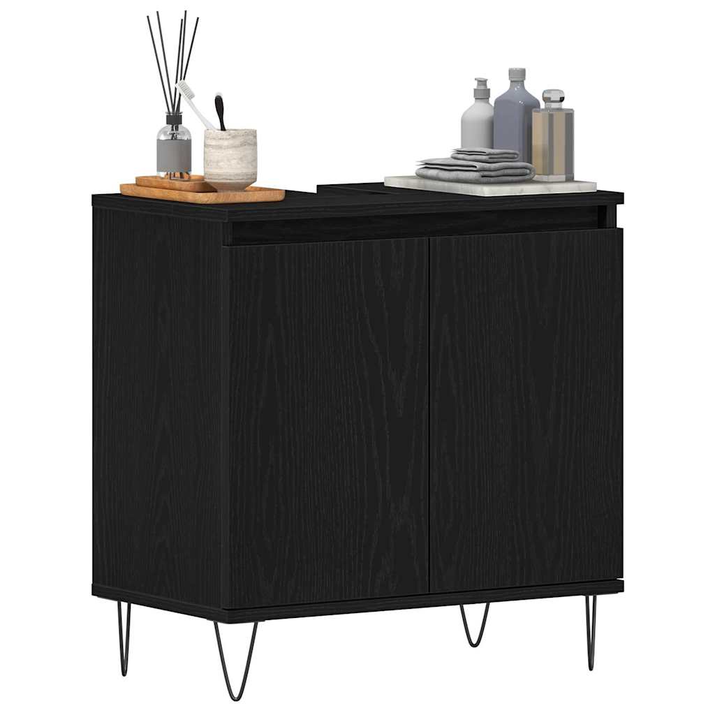Armadio per Lavabo da Bagno Rovere Nero 58 x 33 x 60 cm | homemem39