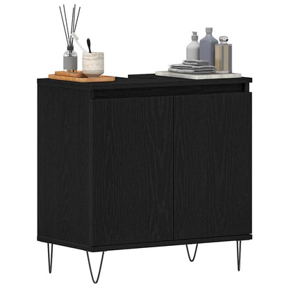Armadio per Lavabo da Bagno Rovere Nero 58 x 33 x 60 cm | homemem39