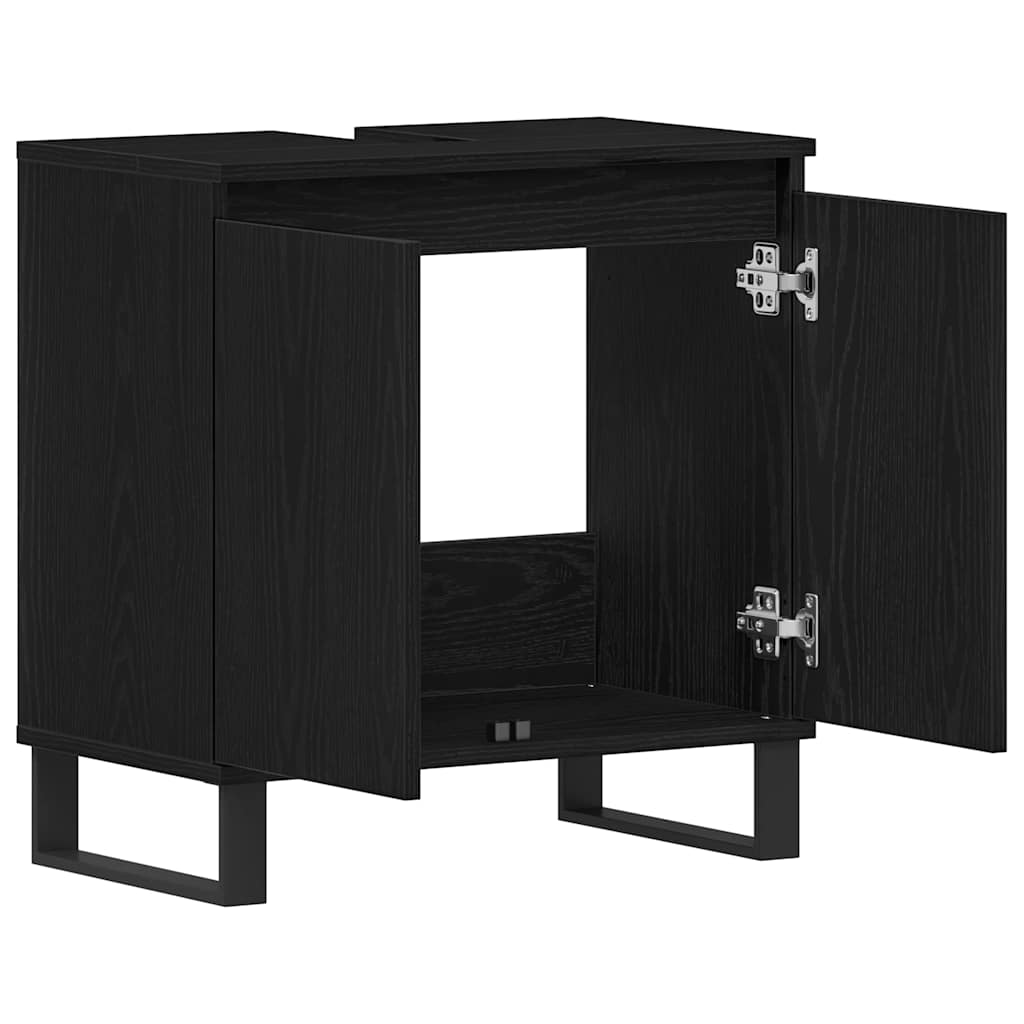 Armadio per Lavabo da Bagno Rovere Nero 58 x 33 x 60 cm | homemem39