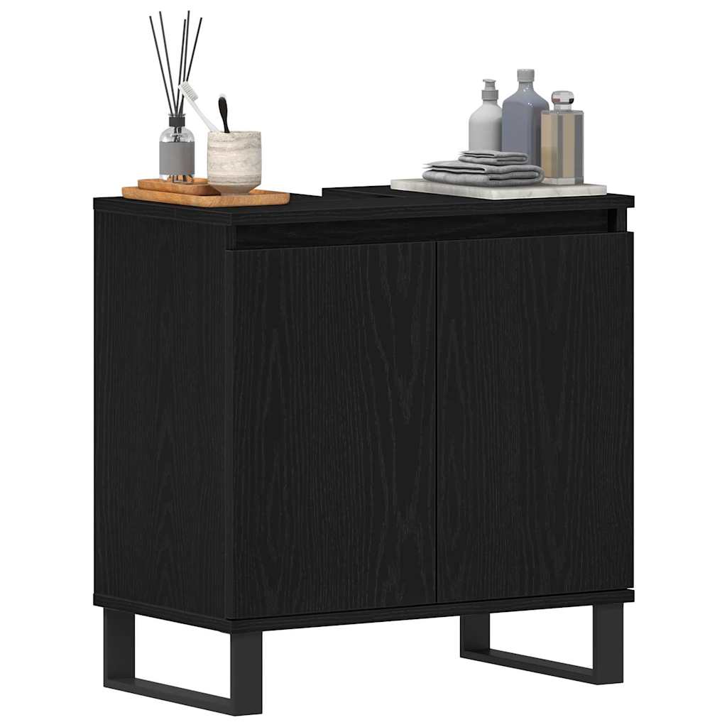 Armadio per Lavabo da Bagno Rovere Nero 58 x 33 x 60 cm | homemem39