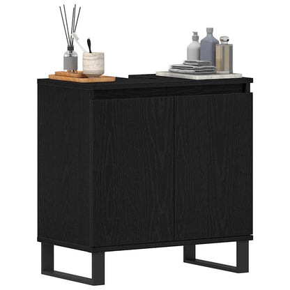 Armadio per Lavabo da Bagno Rovere Nero 58 x 33 x 60 cm | homemem39