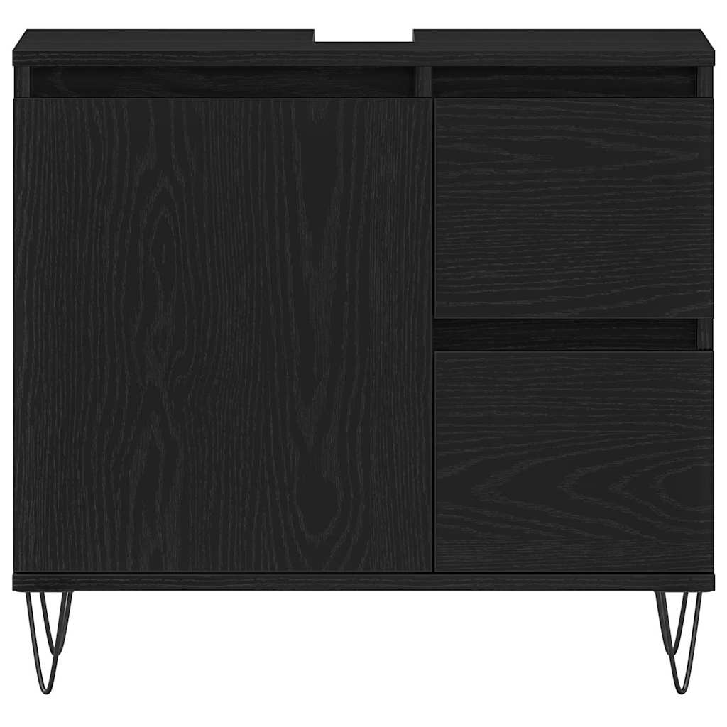 Armadio per Lavabo da Bagno Rovere Nero 65 x 33 x 60 cm | homemem39