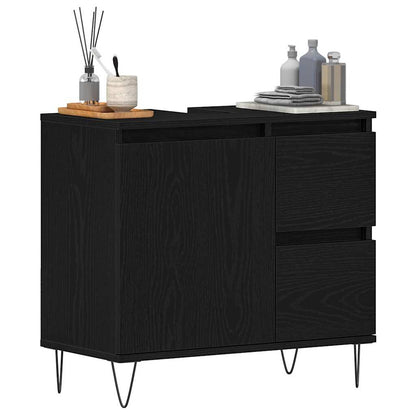 Armadio per Lavabo da Bagno Rovere Nero 65 x 33 x 60 cm | homemem39