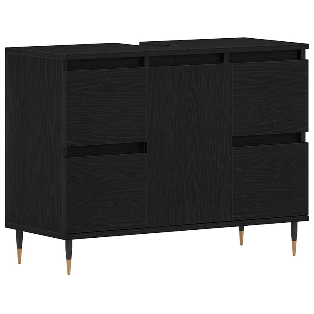 Armadio per Lavabo da Bagno Rovere Nero 80 x 33 x 60 cm | homemem39