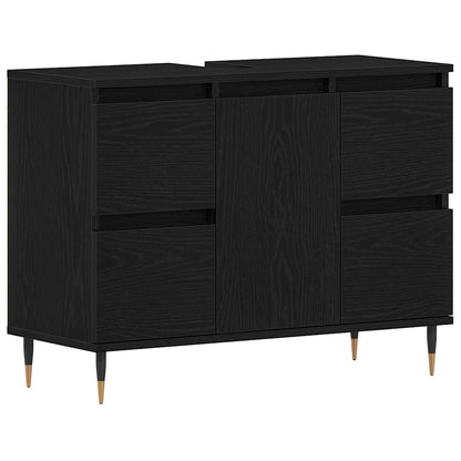 Armadio per Lavabo da Bagno Rovere Nero 80 x 33 x 60 cm | homemem39