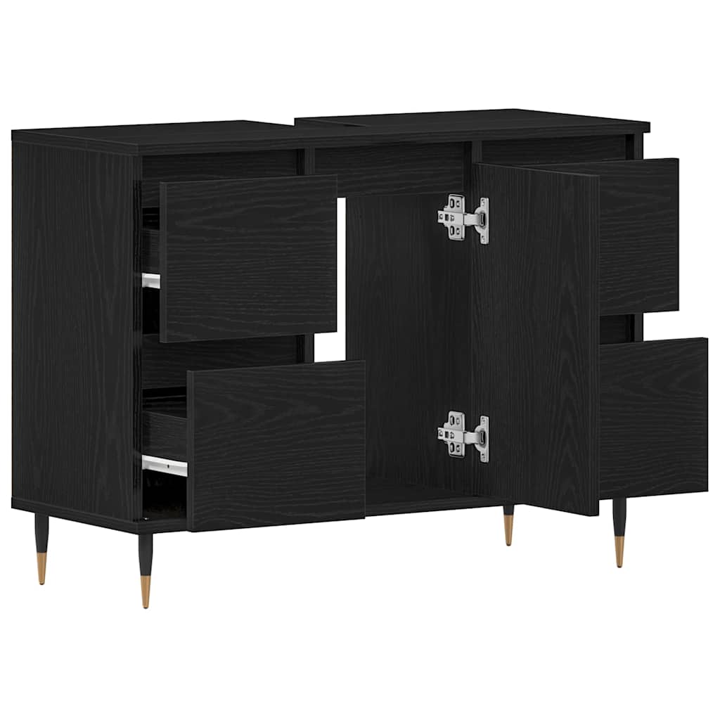 Armadio per Lavabo da Bagno Rovere Nero 80 x 33 x 60 cm | homemem39
