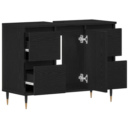Armadio per Lavabo da Bagno Rovere Nero 80 x 33 x 60 cm | homemem39
