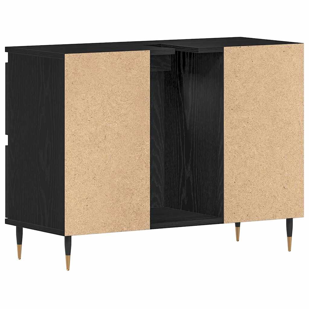 Armadio per Lavabo da Bagno Rovere Nero 80 x 33 x 60 cm | homemem39