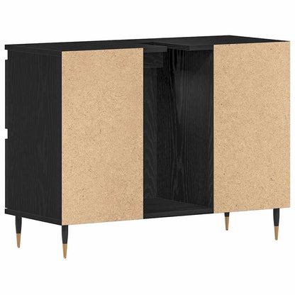 Armadio per Lavabo da Bagno Rovere Nero 80 x 33 x 60 cm | homemem39