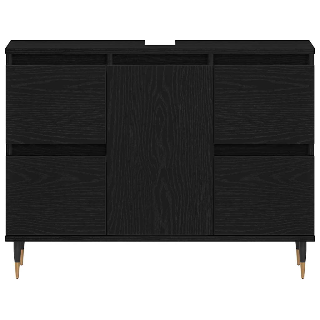 Armadio per Lavabo da Bagno Rovere Nero 80 x 33 x 60 cm | homemem39