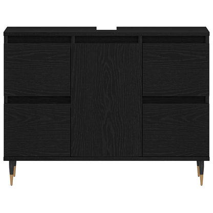 Armadio per Lavabo da Bagno Rovere Nero 80 x 33 x 60 cm | homemem39