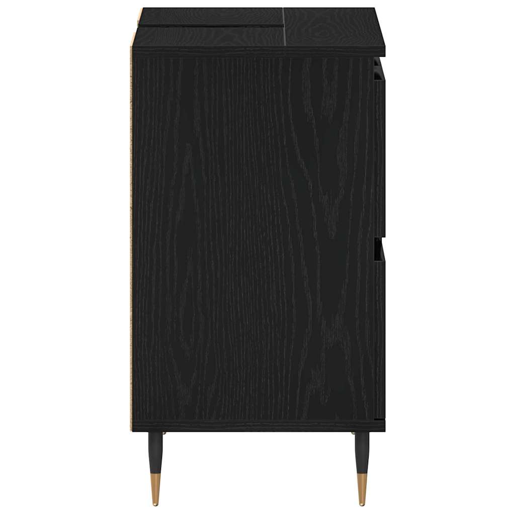Armadio per Lavabo da Bagno Rovere Nero 80 x 33 x 60 cm | homemem39