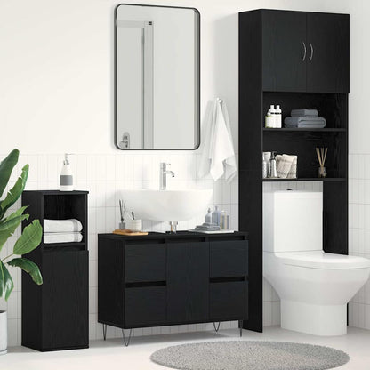 Armadio per Lavabo da Bagno Rovere Nero 80 x 33 x 60 cm | homemem39
