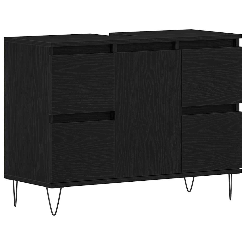 Armadio per Lavabo da Bagno Rovere Nero 80 x 33 x 60 cm | homemem39