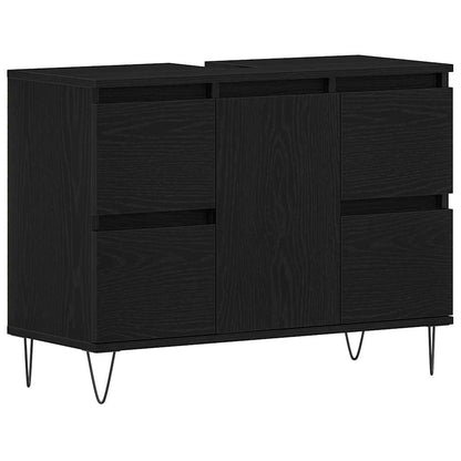 Armadio per Lavabo da Bagno Rovere Nero 80 x 33 x 60 cm | homemem39