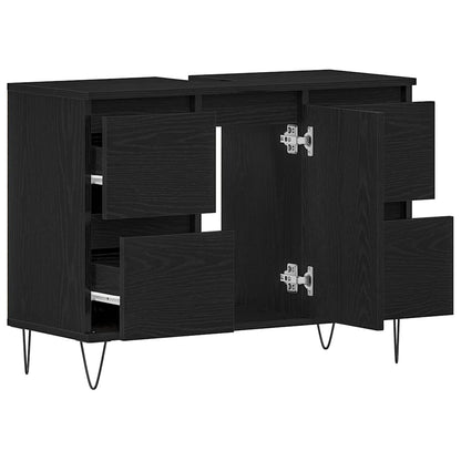 Armadio per Lavabo da Bagno Rovere Nero 80 x 33 x 60 cm | homemem39
