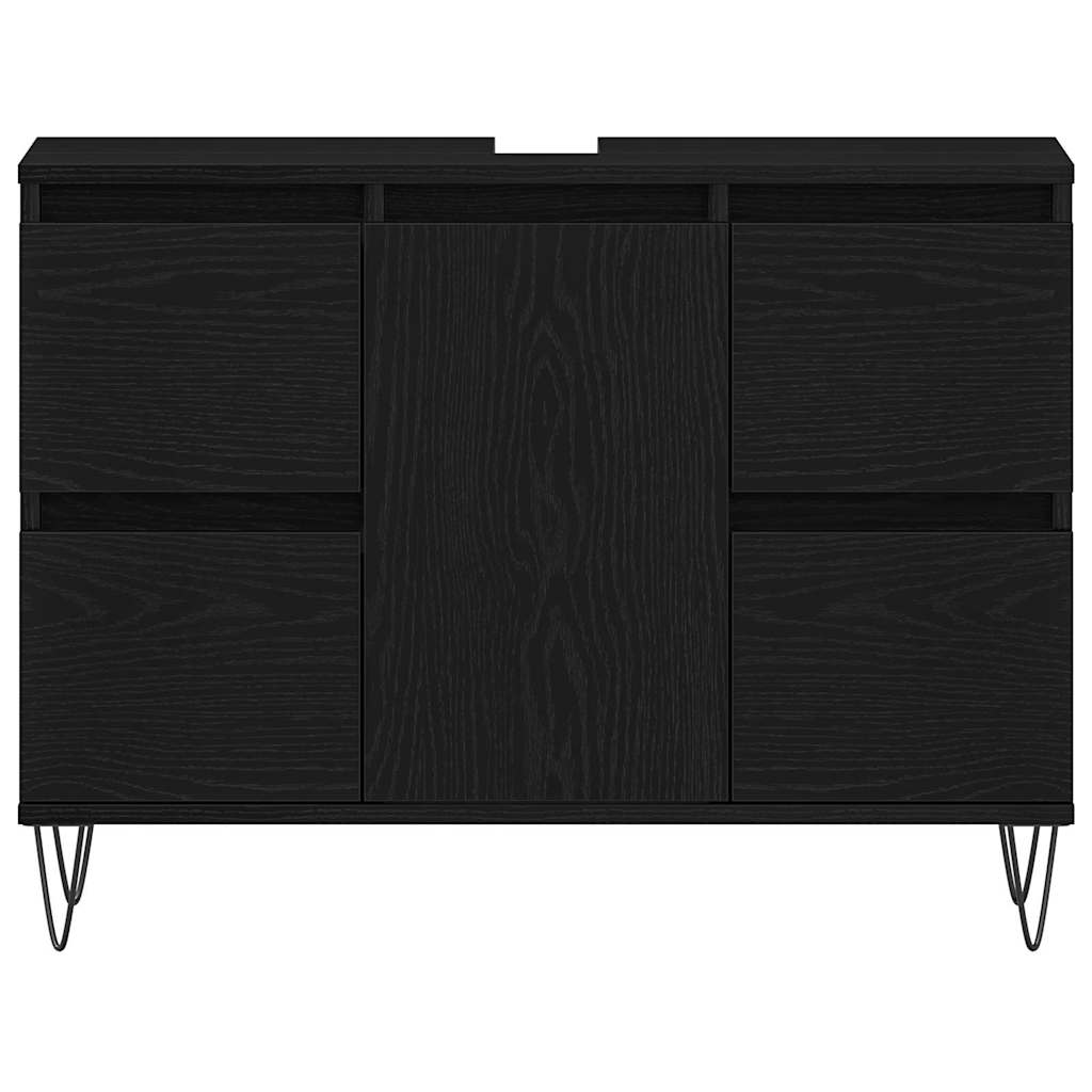 Armadio per Lavabo da Bagno Rovere Nero 80 x 33 x 60 cm | homemem39