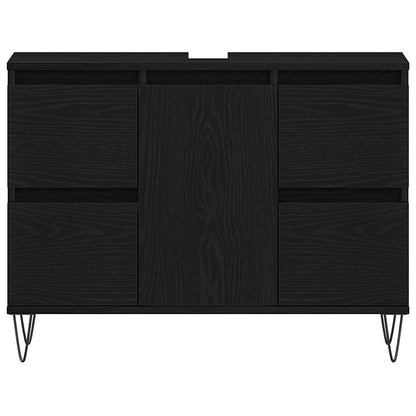 Armadio per Lavabo da Bagno Rovere Nero 80 x 33 x 60 cm | homemem39