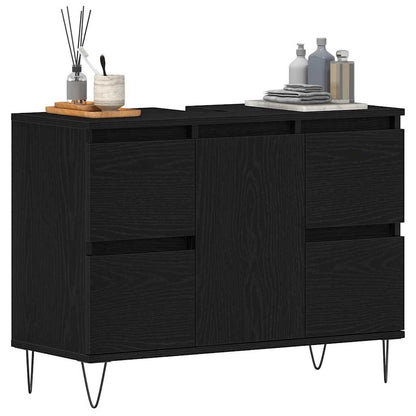 Armadio per Lavabo da Bagno Rovere Nero 80 x 33 x 60 cm | homemem39
