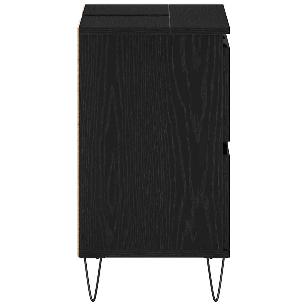 Armadio per Lavabo da Bagno Rovere Nero 80 x 33 x 60 cm | homemem39