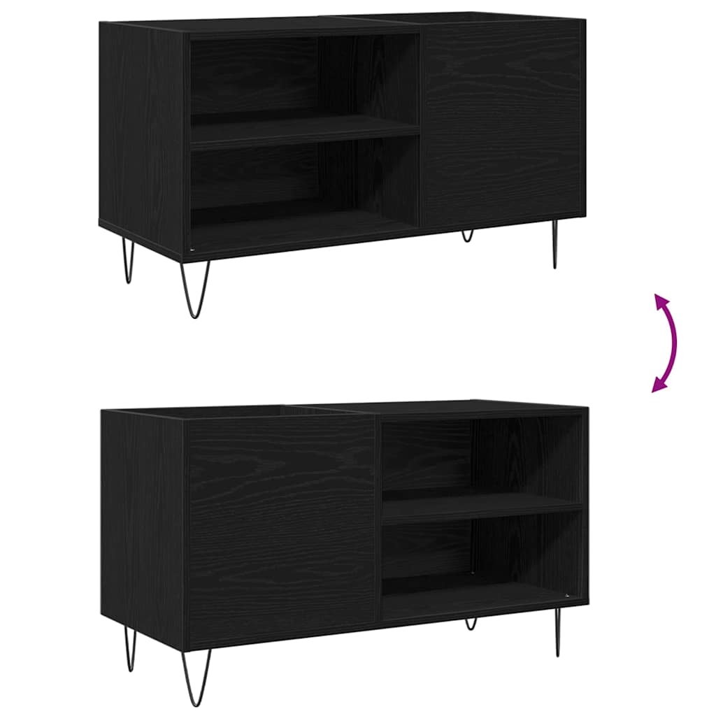 Mobile porta vinili con lo scaffale Rovere Nero 85 x 38 x 48 cm | homemem39