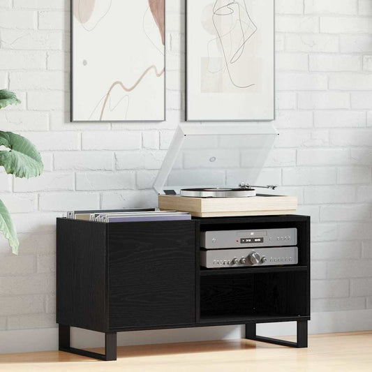 Mobile porta vinili con lo scaffale Rovere nero 85 x 38 x 48 cm