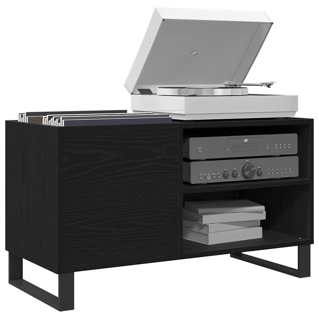 Mobile porta vinili con lo scaffale Rovere nero 85 x 38 x 48 cm