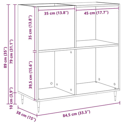 Mobile porta vinili con lo scaffale Rovere Nero 85 x 38 x 89 cm | homemem39