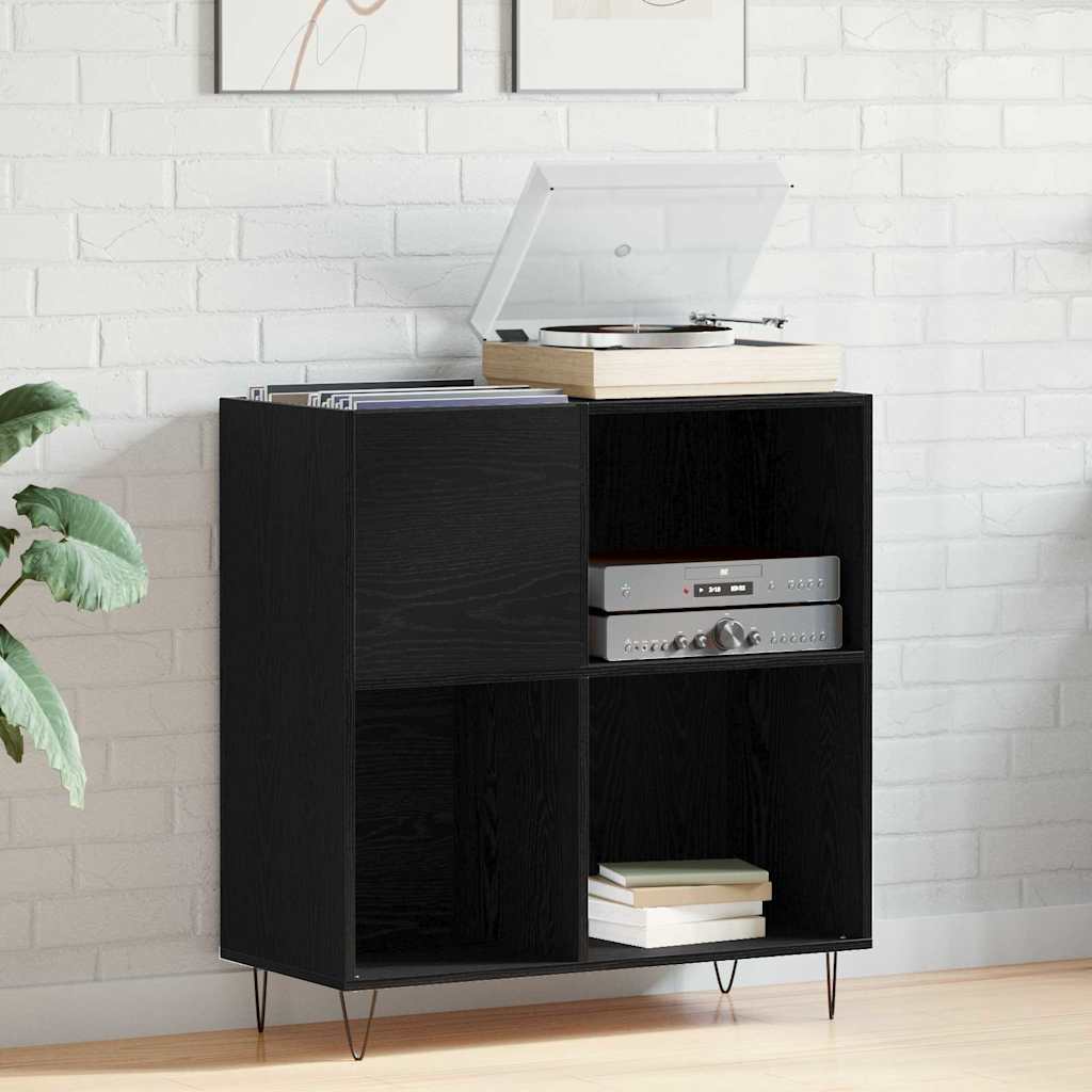 Mobile porta vinili con lo scaffale Rovere Nero 85 x 38 x 89 cm | homemem39
