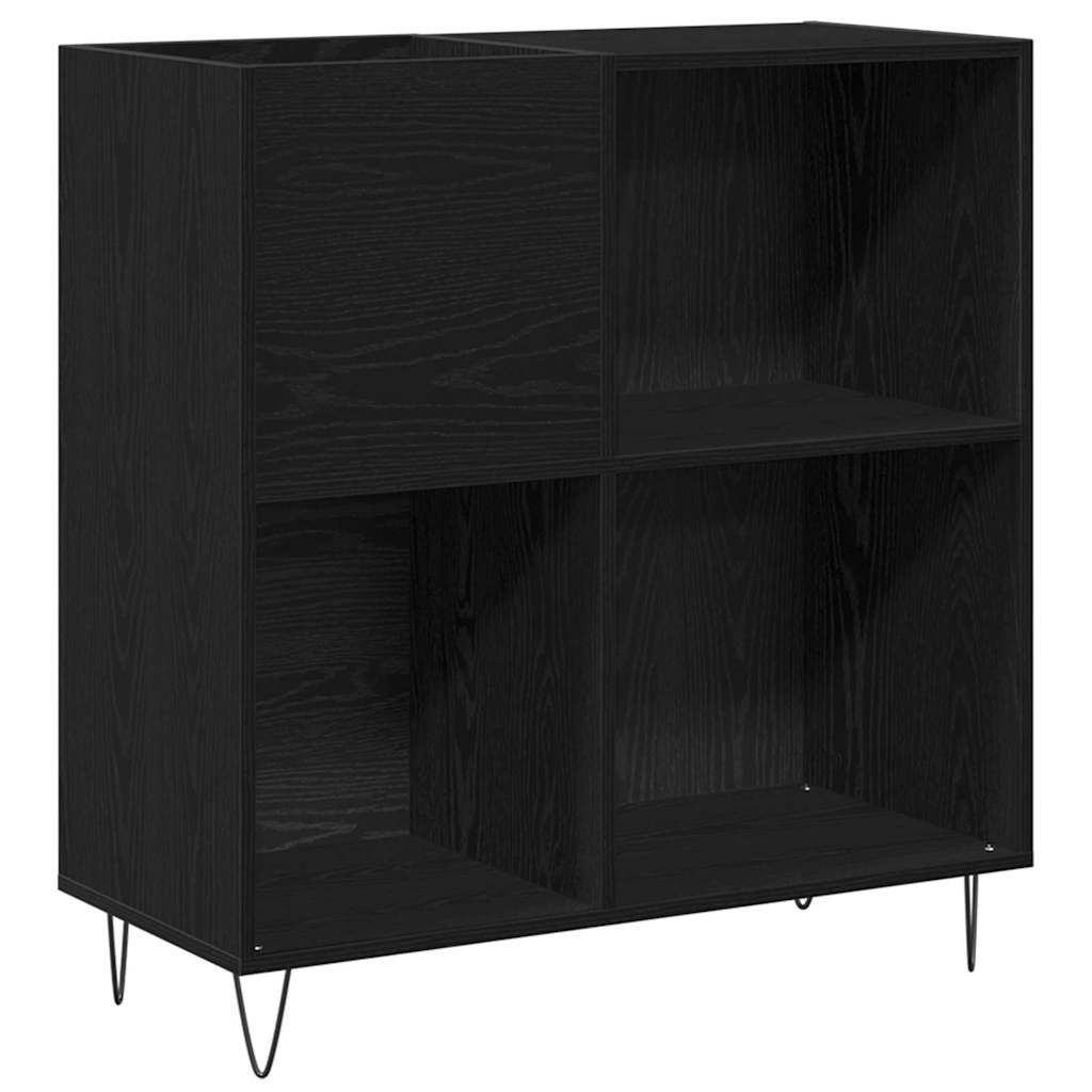 Mobile porta vinili con lo scaffale Rovere Nero 85 x 38 x 89 cm | homemem39