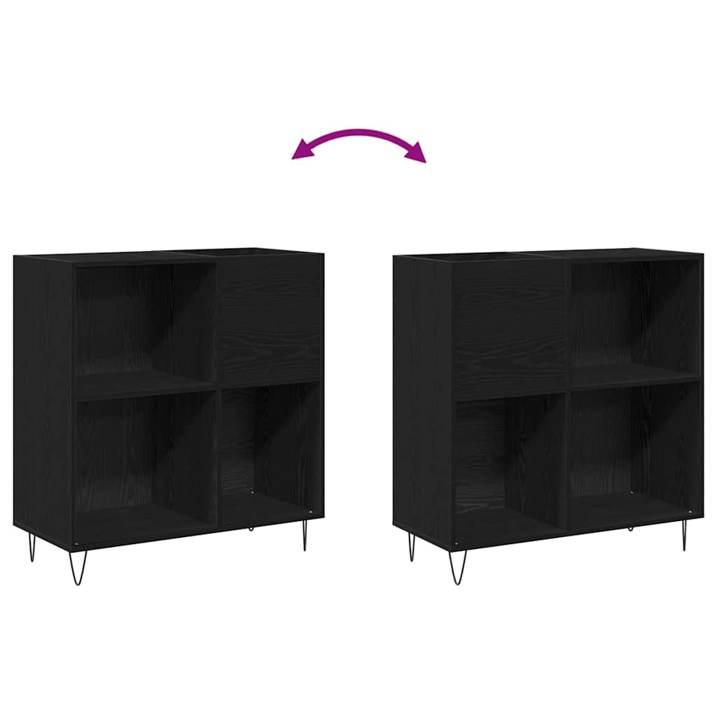 Mobile porta vinili con lo scaffale Rovere Nero 85 x 38 x 89 cm | homemem39