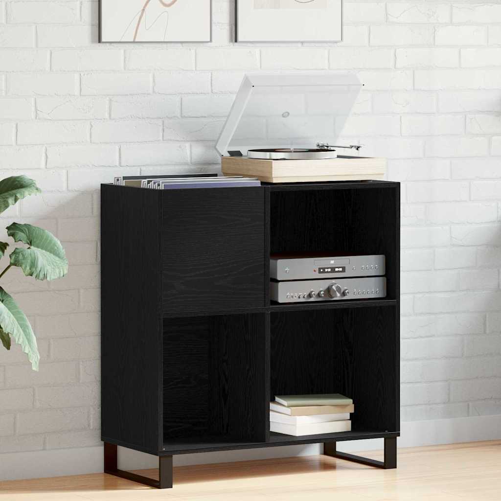 Mobile porta vinili con lo scaffale Rovere nero 85 x 38 x 89 cm