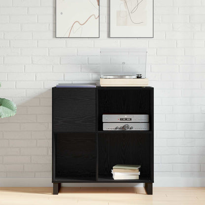 Mobile porta vinili con lo scaffale Rovere Nero 85 x 38 x 89 cm | homemem39
