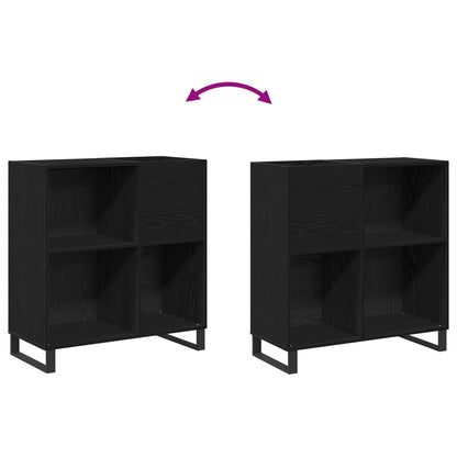 Mobile porta vinili con lo scaffale Rovere Nero 85 x 38 x 89 cm | homemem39