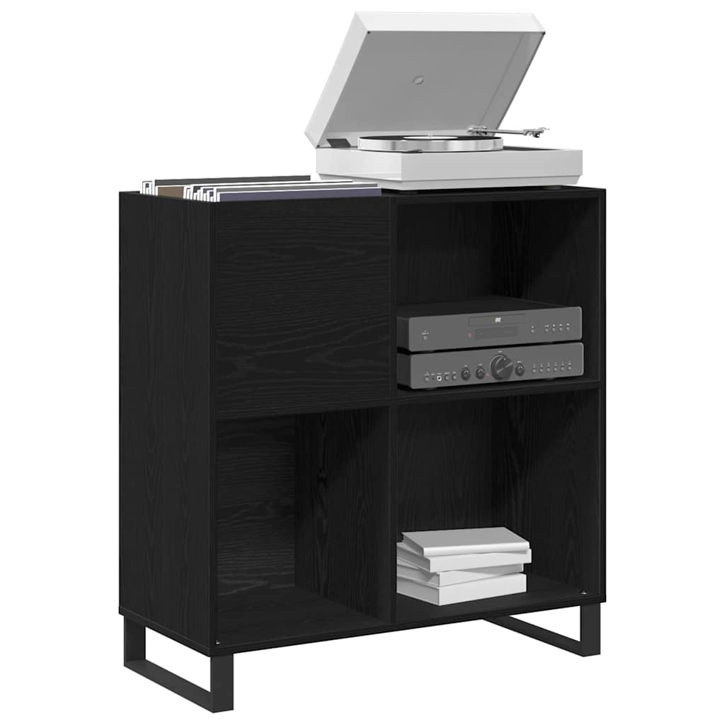 Mobile porta vinili con lo scaffale Rovere nero 85 x 38 x 89 cm