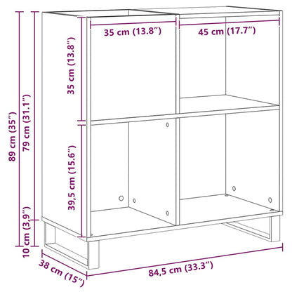 Mobile porta vinili con lo scaffale Rovere nero 85 x 38 x 89 cm