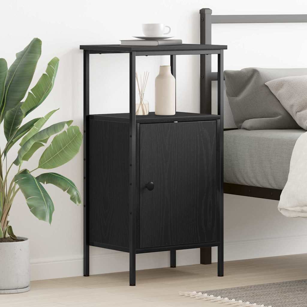 Armadio da Notte Rovere Nero 41 x 31 x 80 cm Legno multistrato | homemem39