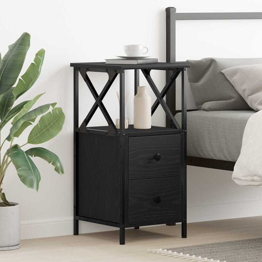 Armadio da Notte con cassetto Rovere Nero 34 x 35,5 x 70 cm | homemem39