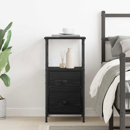 Armadio da Notte con cassetto Rovere Nero 34 x 35,5 x 70 cm | homemem39