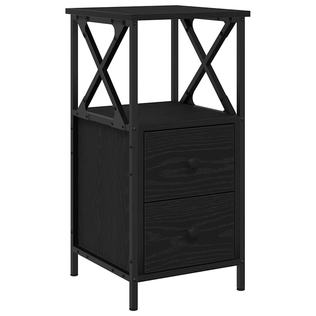 Armadio da Notte con cassetto Rovere Nero 34 x 35,5 x 70 cm | homemem39