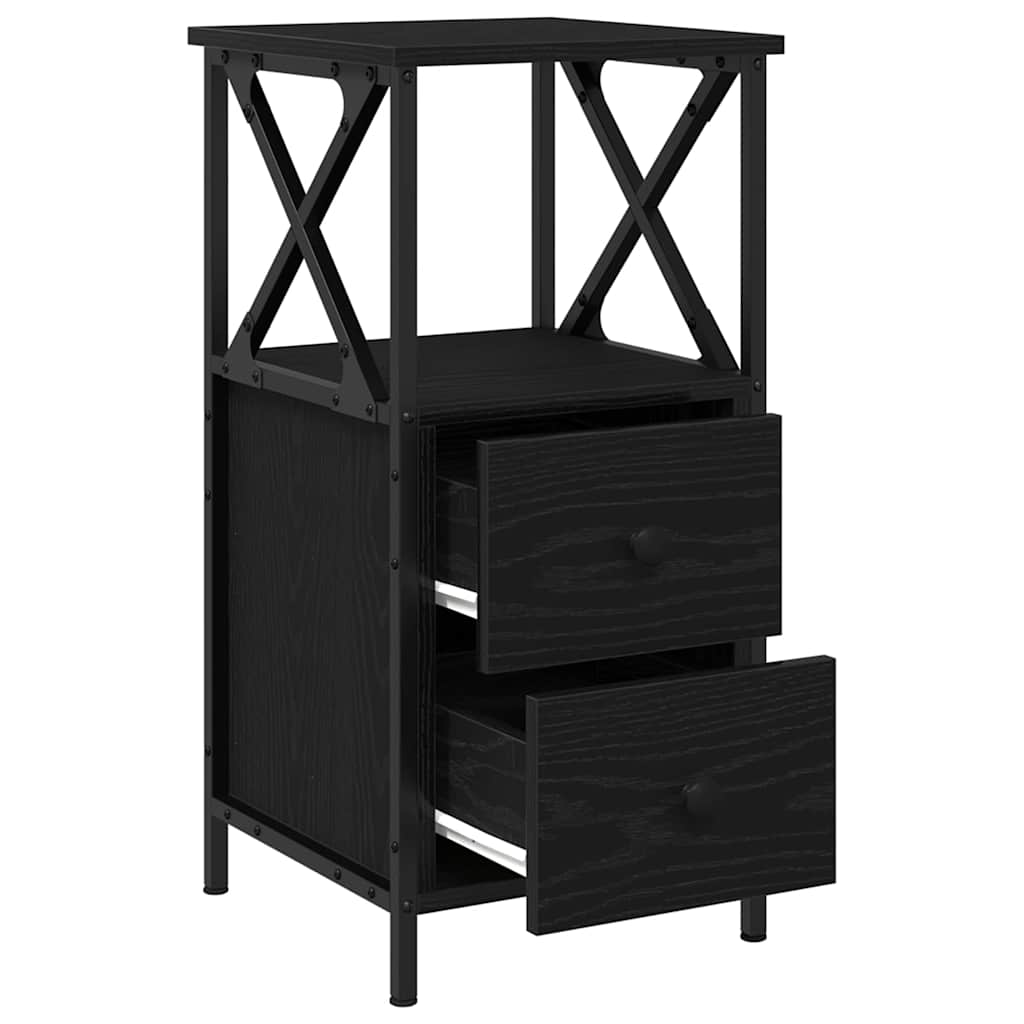 Armadio da Notte con cassetto Rovere Nero 34 x 35,5 x 70 cm | homemem39