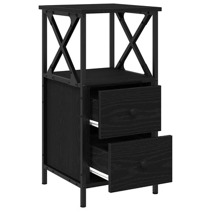 Armadio da Notte con cassetto Rovere Nero 34 x 35,5 x 70 cm | homemem39