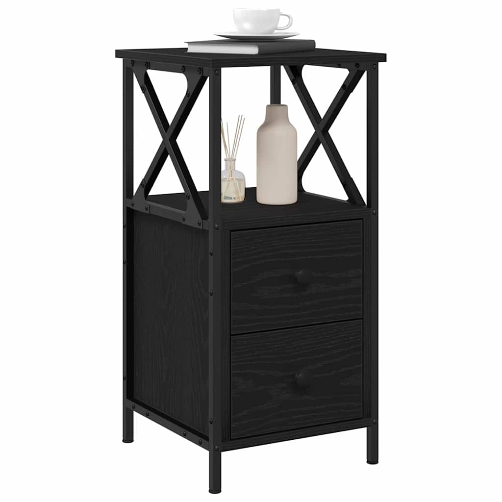 Armadio da Notte con cassetto Rovere Nero 34 x 35,5 x 70 cm | homemem39
