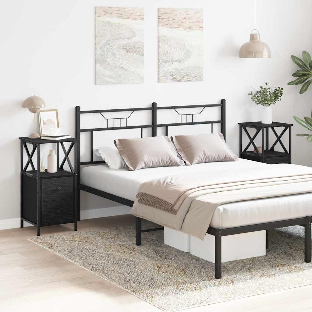 Armadio da Notte 2 pcs Rovere Nero 34 x 35,5 x 70 cm | homemem39