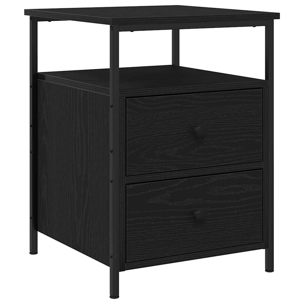 Armadio da Notte con cassetto Rovere Nero 34 x 35,5 x 50 cm