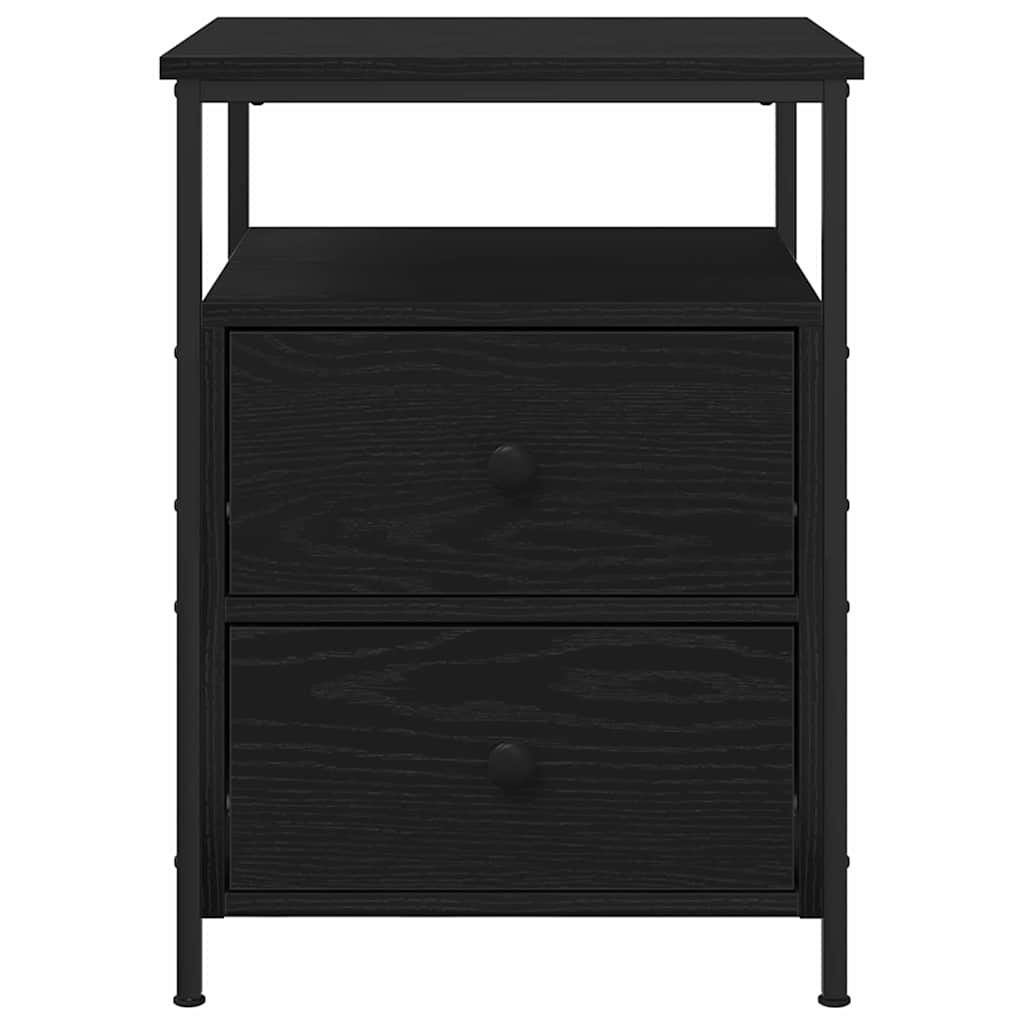Armadio da Notte con cassetto Rovere Nero 34 x 35,5 x 50 cm