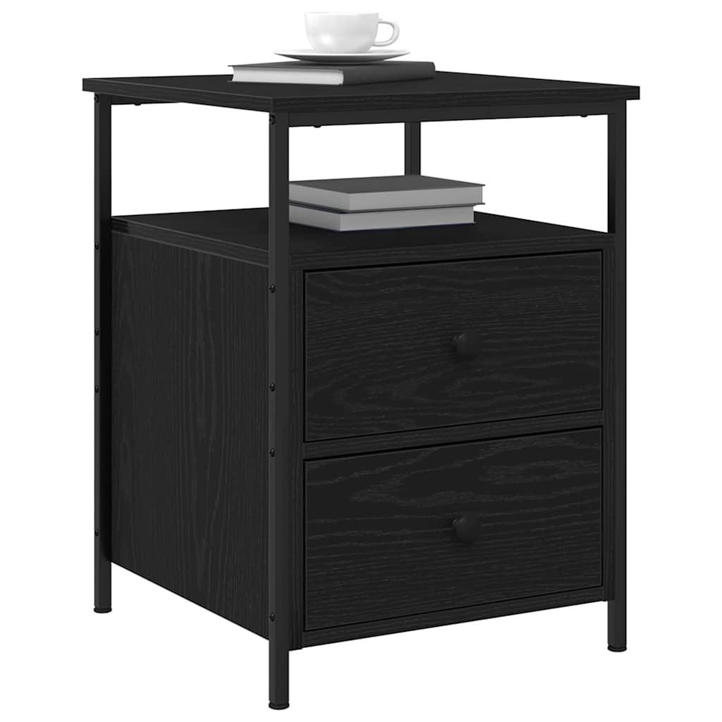 Armadio da Notte con cassetto Rovere Nero 34 x 35,5 x 50 cm