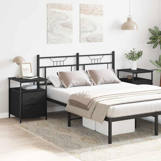 Armadio da Notte 2 pcs Rovere Nero 34 x 35,5 x 50 cm